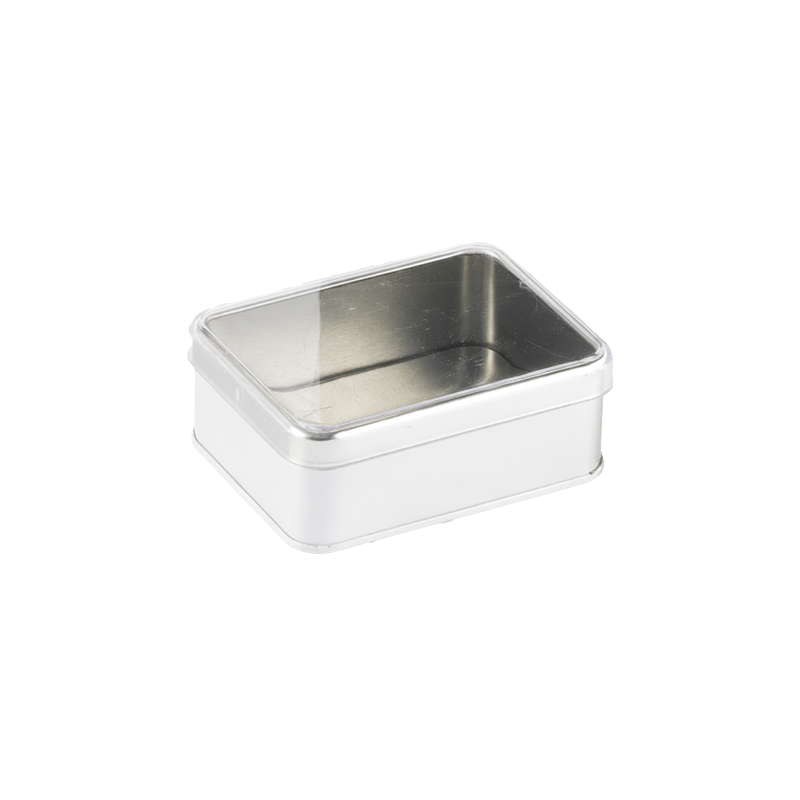 150 Adet Kristal Kapaklı Beyaz Metal Kutu - 7.5 cm x 10 cm x 4 cm