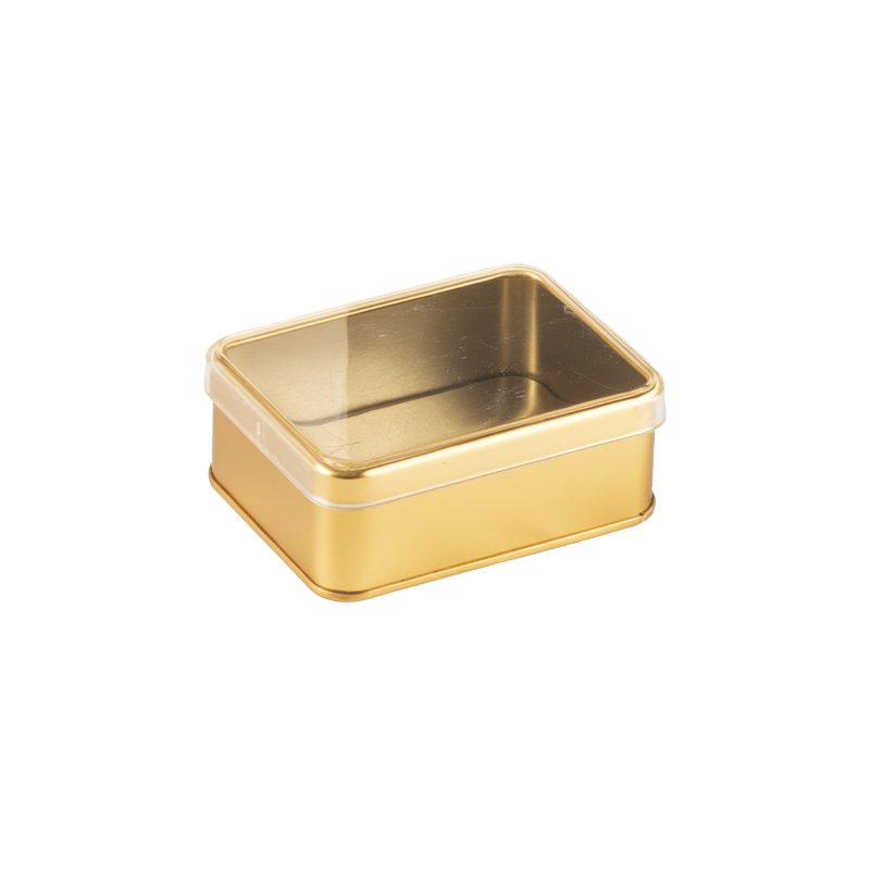 150 Adet Kristal Kapaklı Gold Metal Kutu - 7.5 cm x 10 cm x 4 cm