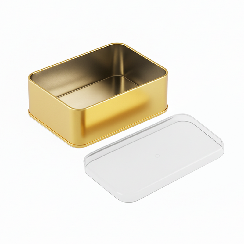 150 Adet Kristal Kapaklı Gold Metal Kutu - 7.5 cm x 10 cm x 4 cm