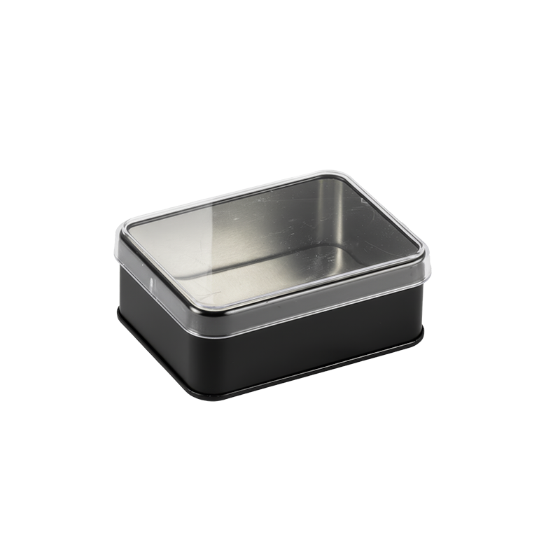 150 Adet Kristal Kapaklı Siyah Metal Kutu - 7.5 cm x 10 cm x 4 cm