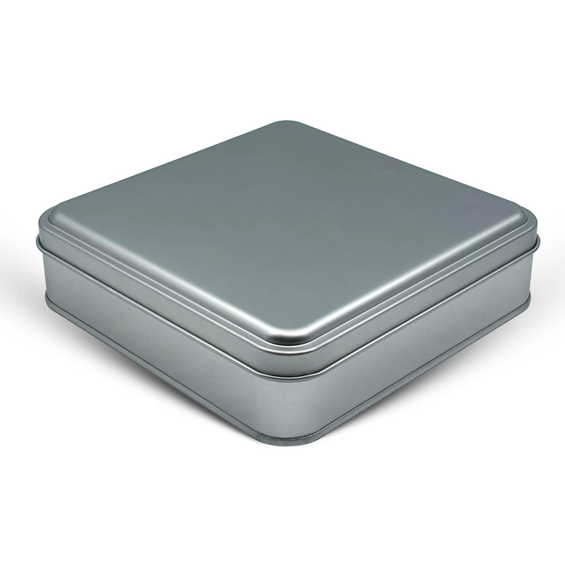 100 Adet Silver Kare Metal Kutu - 19.8 cm x 19.8 cm x 4 cm
