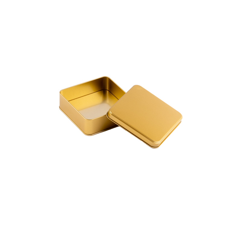 144 Adet Gold Kare Metal Kutu - 12 cm x 12 cm x 4 cm