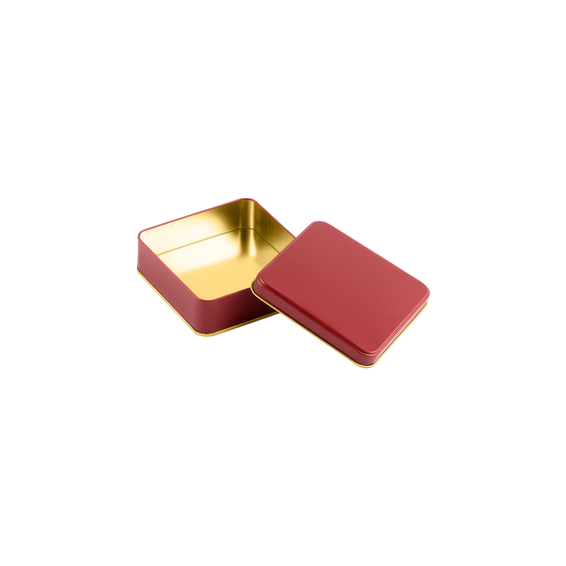 144 Adet Kırmızı Kare Metal Kutu - 12 cm x 12 cm x 4 cm