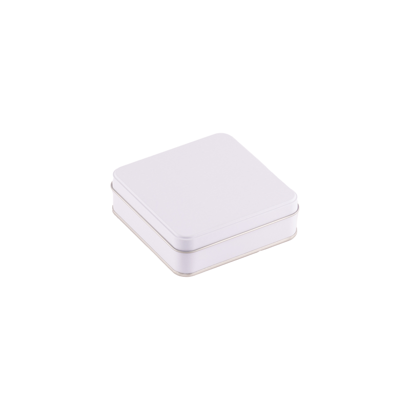 144 Adet Beyaz Kare Metal Kutu - 12 cm x 12 cm x 4 cm
