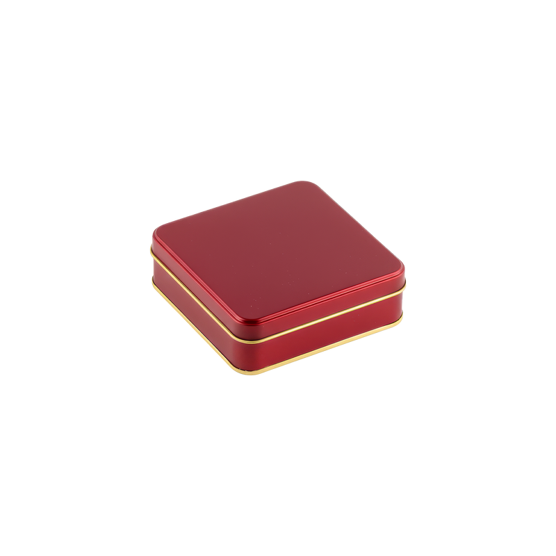 144 Adet Kırmızı Kare Metal Kutu - 12 cm x 12 cm x 4 cm