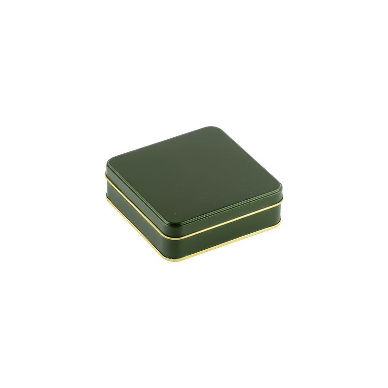 144 Adet Yeşil Kare Metal Kutu - 12 cm x 12 cm x 4 cm