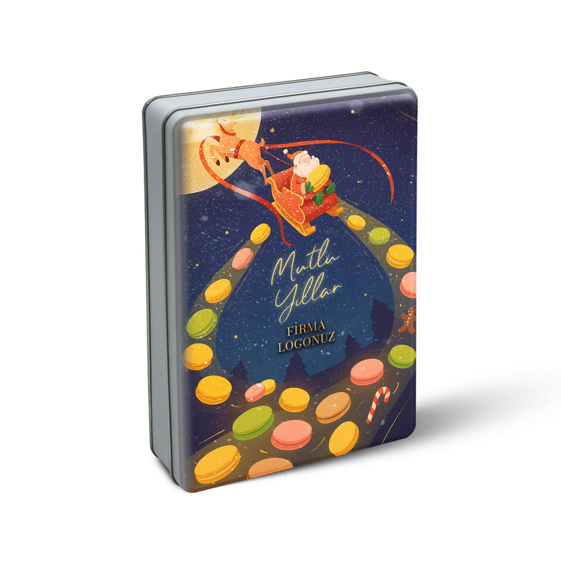 126 Adet Yılbaşı Temalı Baskılı Dikdörtgen Metal Kutu – 17 cm x 26 cm x 4 cm