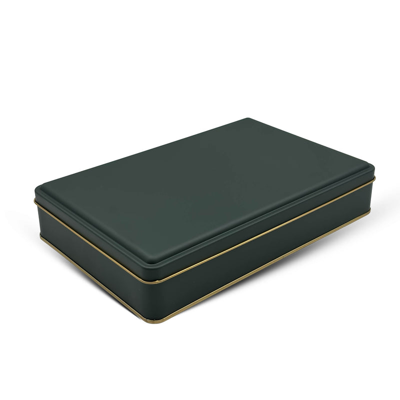 126 Adet Koyu Yeşil Dikdörtgen Metal Kutu - 17 cm x 26 cm x 4 cm