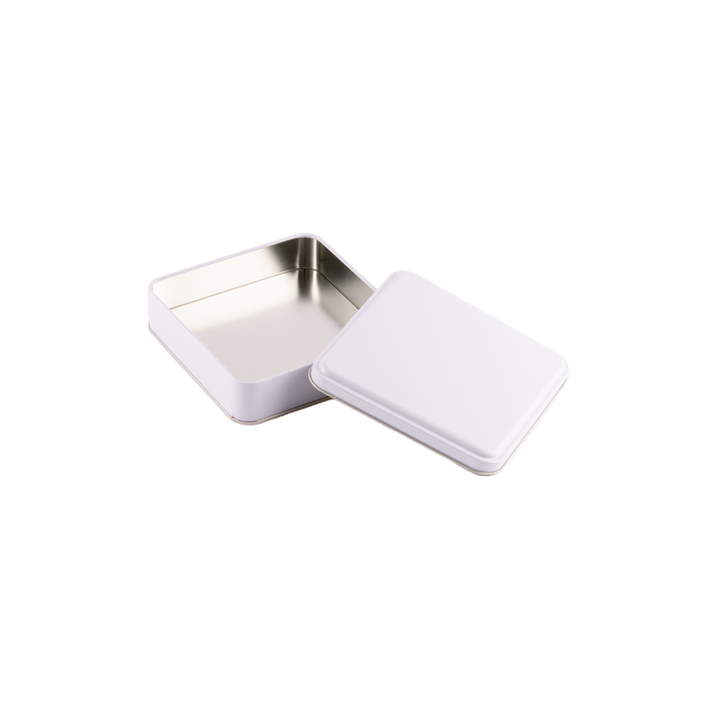 72 Adet Beyaz Kare Metal Kutu - 16 cm x 16 cm x 4 cm