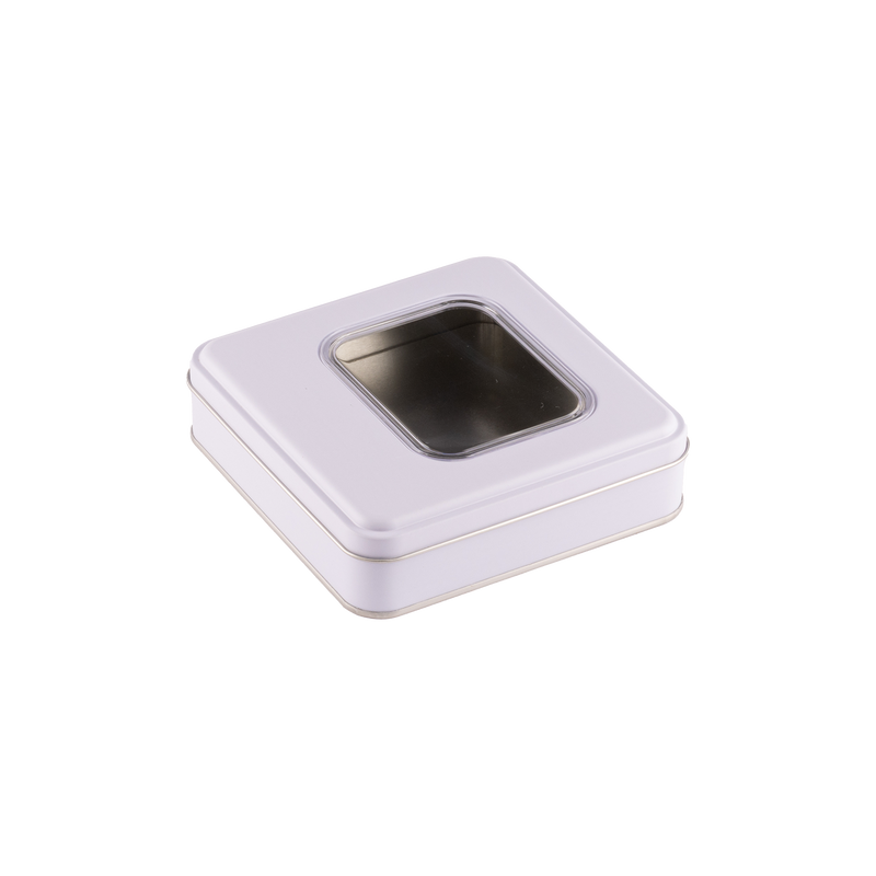 72 Adet Pencereli Beyaz Kare Metal Kutu - 16 cm x 16 cm x 4 cm