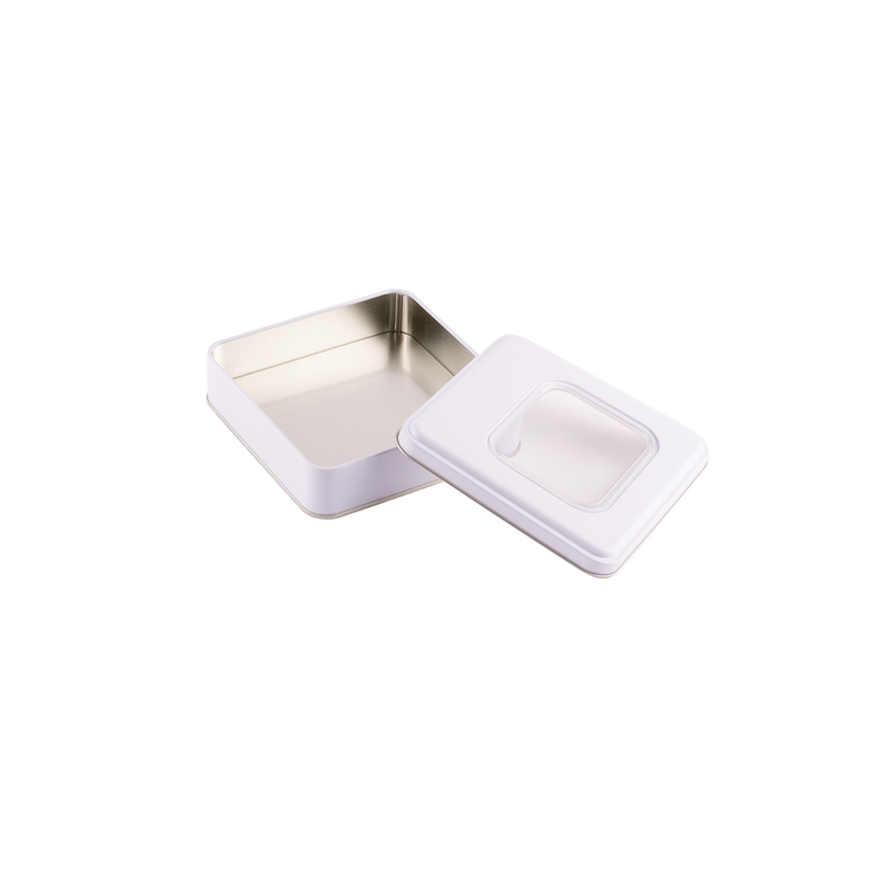72 Adet Pencereli Beyaz Kare Metal Kutu - 16 cm x 16 cm x 4 cm