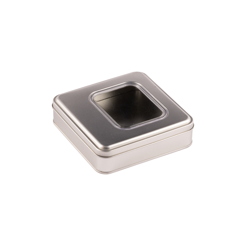 72 Adet Pencereli Silver Kare Metal Kutu - 16 cm x 16 cm x 4 cm