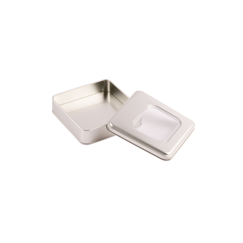 72 Adet Pencereli Silver Kare Metal Kutu - 16 cm x 16 cm x 4 cm