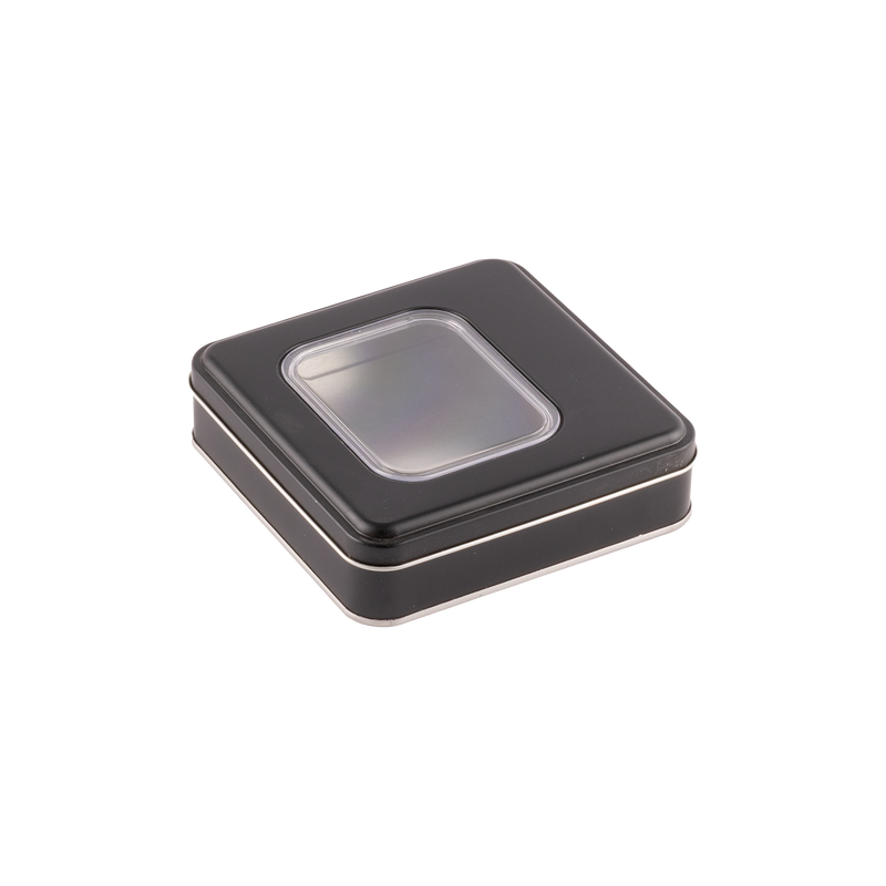 72 Adet Pencereli Siyah Kare Metal Kutu - 16 cm x 16 cm x 4 cm