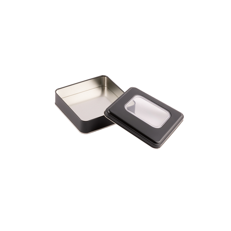 72 Adet Pencereli Siyah Kare Metal Kutu - 16 cm x 16 cm x 4 cm