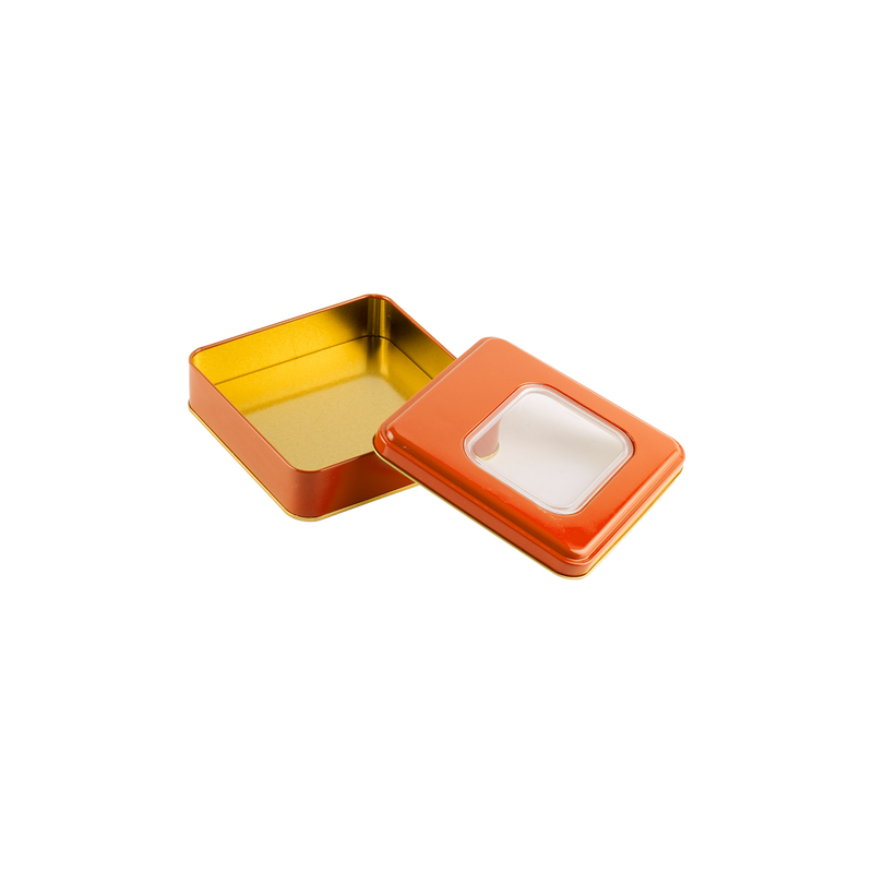 72 Adet Pencereli Turuncu Kare Metal Kutu - 16 cm x 16 cm x 4 cm