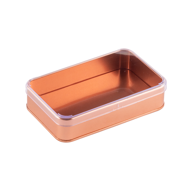 100 Adet Kristal Kapaklı Bakır Metal Kutu - 10.3 cm x 16.6 cm x 4 cm