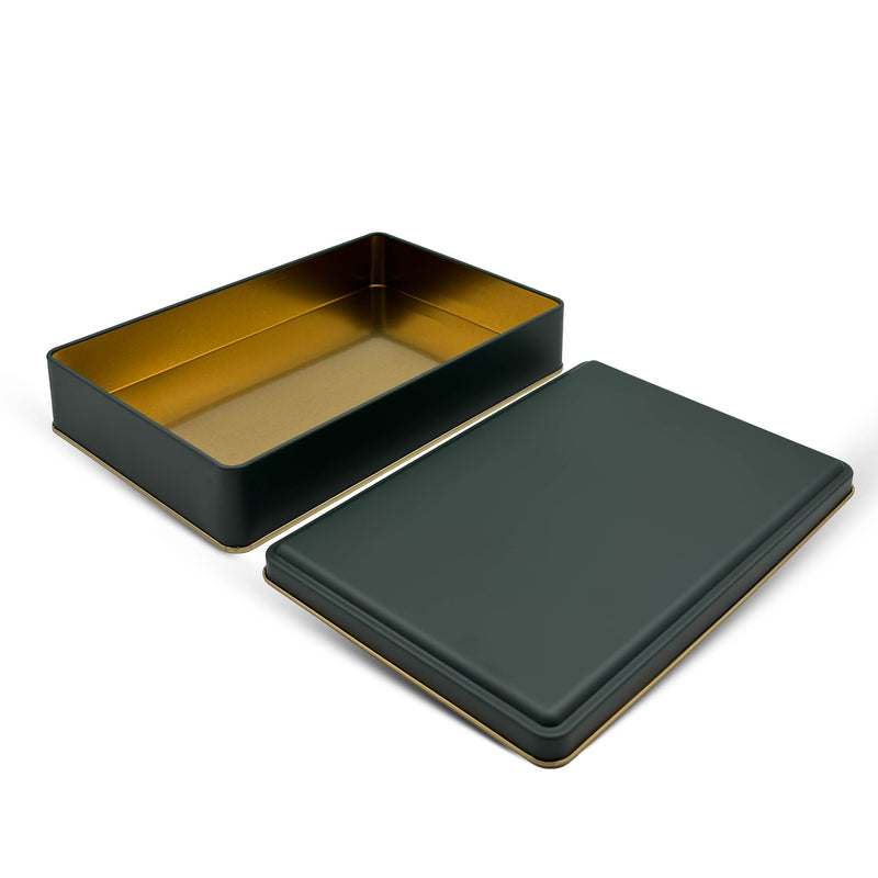 126 Adet Koyu Yeşil Dikdörtgen Metal Kutu - 17 cm x 26 cm x 4 cm