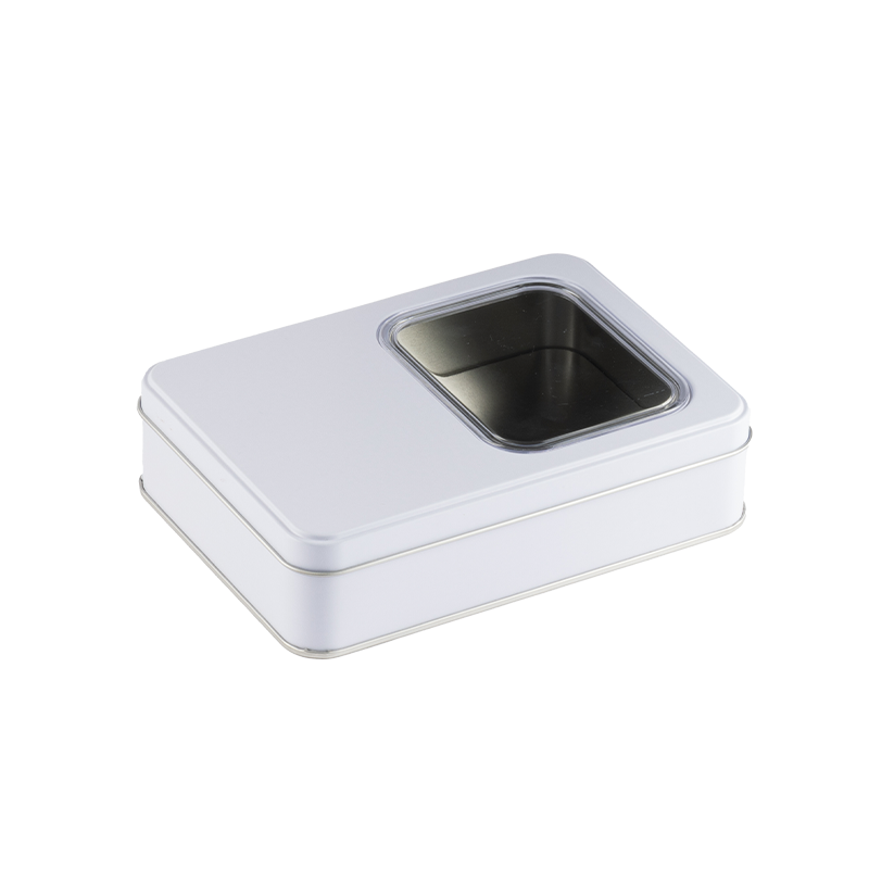 60 Adet Pencereli Beyaz Dikdörtgen Metal Kutu - 13.5 cm x 19 cm x 4 cm