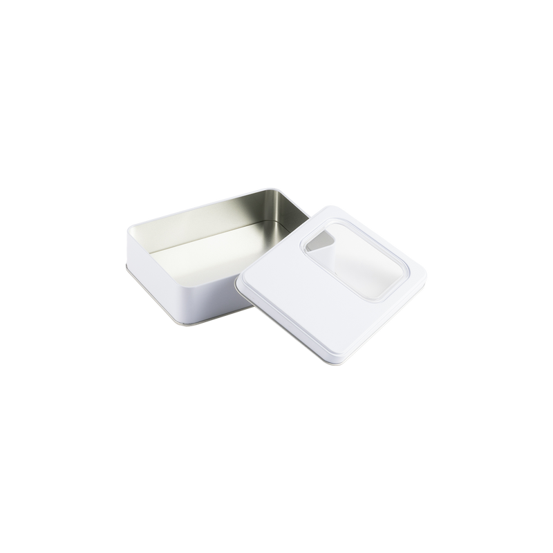 60 Adet Pencereli Beyaz Dikdörtgen Metal Kutu - 13.5 cm x 19 cm x 4 cm