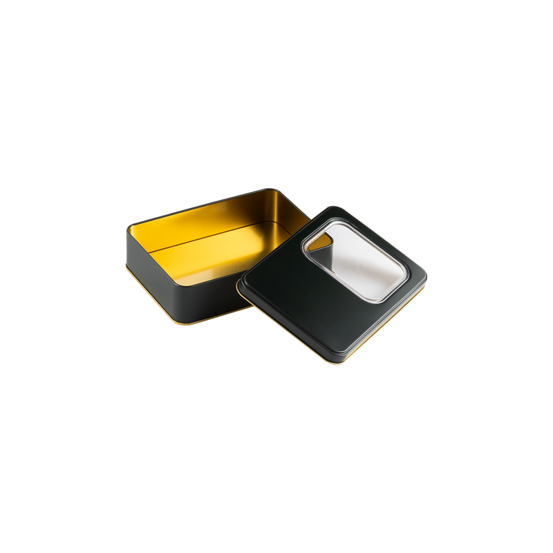 60 Adet Pencereli Yeşil Dikdörtgen Metal Kutu - 13.5 cm x 19 cm x 4 cm