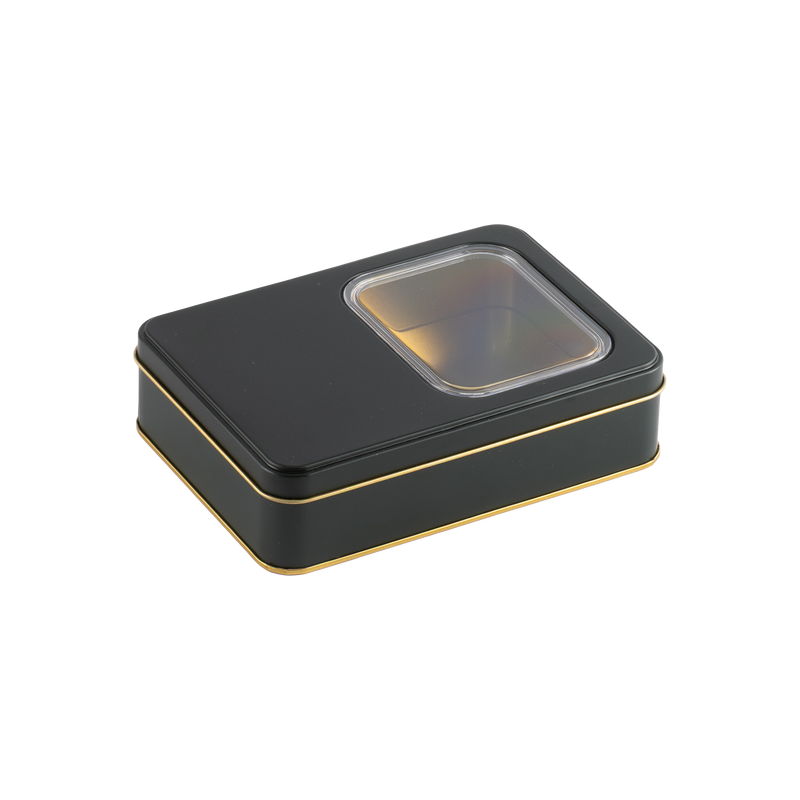 60 Adet Pencereli Yeşil Dikdörtgen Metal Kutu - 13.5 cm x 19 cm x 4 cm