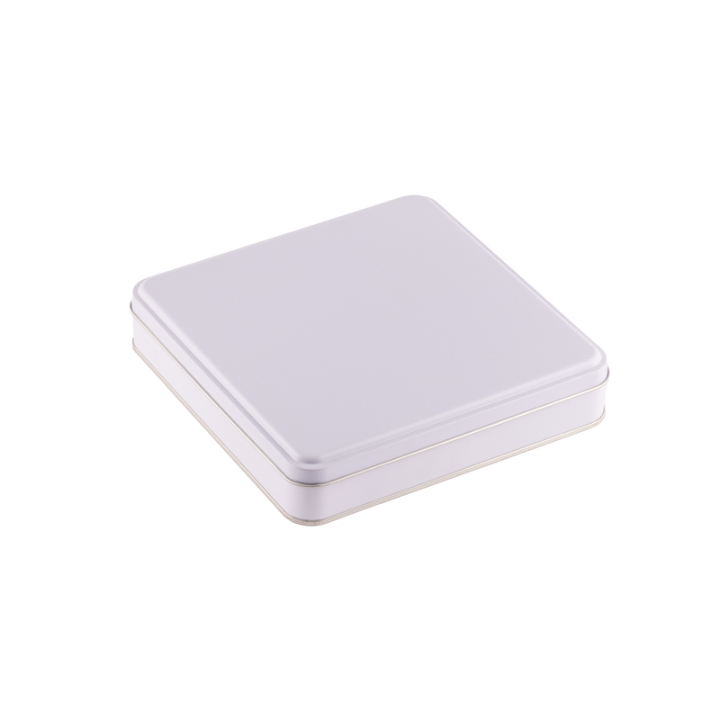 48 Adet Beyaz Kare Metal Kutu - 19.8 cm x 19.8 cm x 4 cm