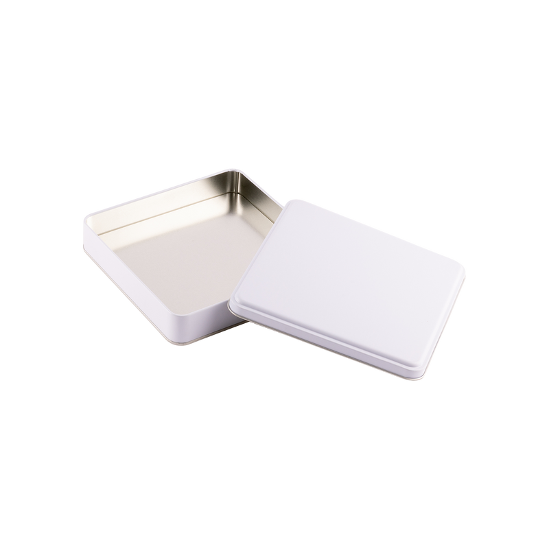 48 Adet Beyaz Kare Metal Kutu - 19.8 cm x 19.8 cm x 4 cm