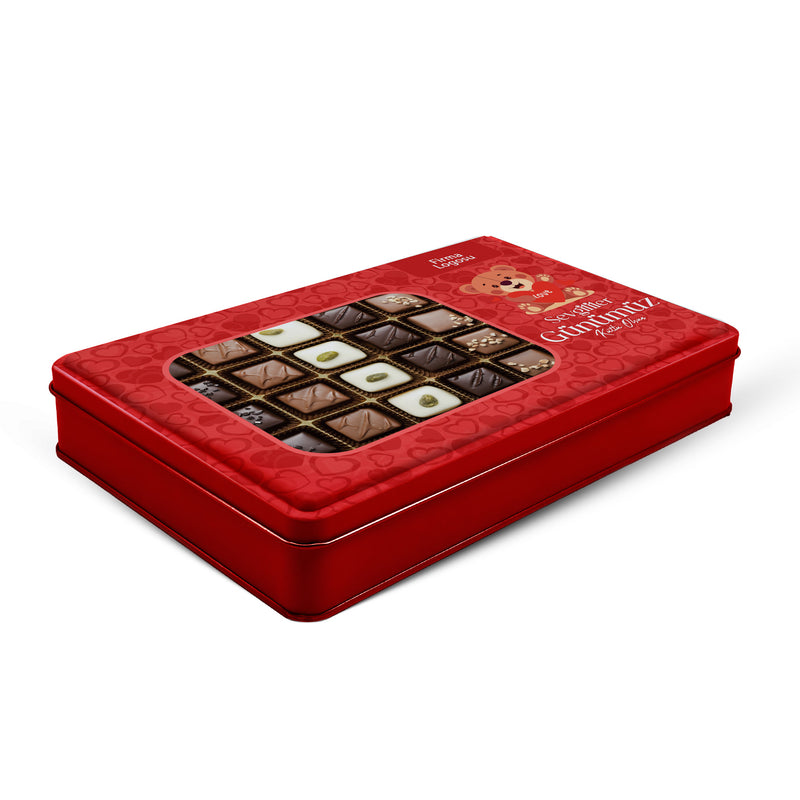 252 Adet Sevgililer Günü Temalı Hazır Tasarımlı Dikdörtgen Metal Kutu – 17 cm x 26 cm x 4 cm