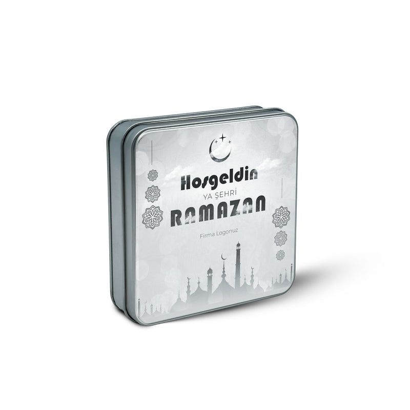 216 Adet Ramazan Temalı Baskılı Kare Metal Kutu – 21.5cm x 21.5cm x 4cm