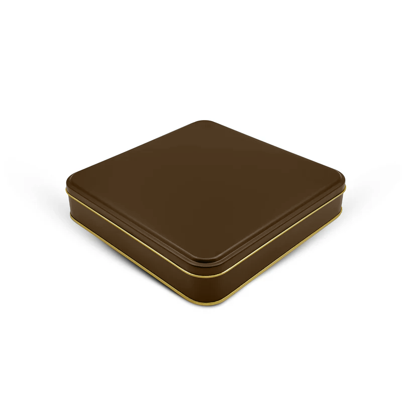 36 Adet Kahverengi Kare Metal Kutu - 21.5 cm x 21.5 cm x 4 cm