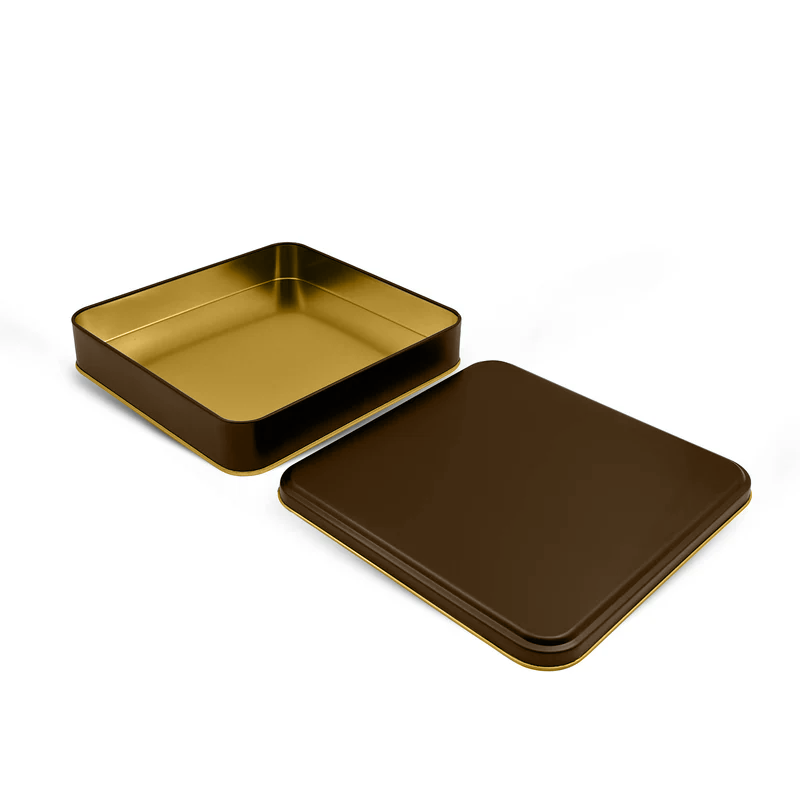 36 Adet Kahverengi Kare Metal Kutu - 21.5 cm x 21.5 cm x 4 cm