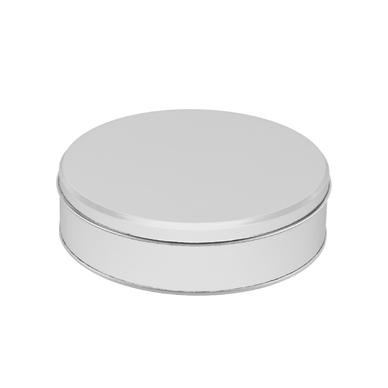 25 Adet Beyaz Yuvarlak Metal Kutu – 21.5 cm Çap / 5.5 cm Yükseklik