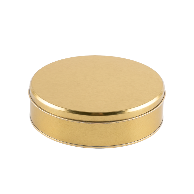 25 Adet Gold Yuvarlak Metal Kutu – 21.5 cm Çap / 5.5 cm Yükseklik