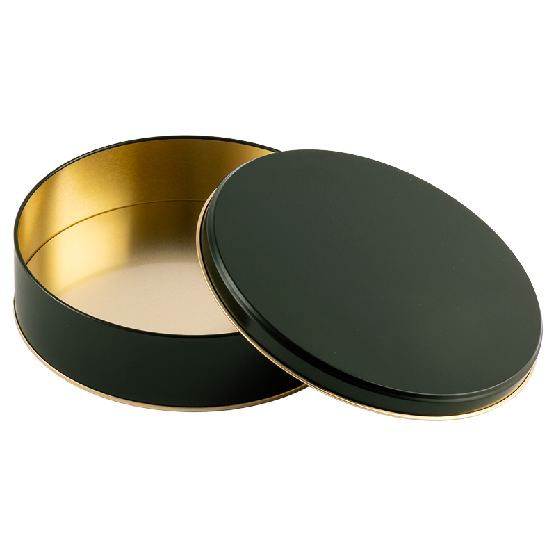 25 Adet Yeşil Yuvarlak Metal Kutu – 21.5 cm Çap / 5.5 cm Yükseklik