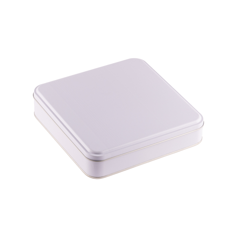 36 Adet Beyaz Kare Metal Kutu - 21.5 cm x 21.5 cm x 4 cm