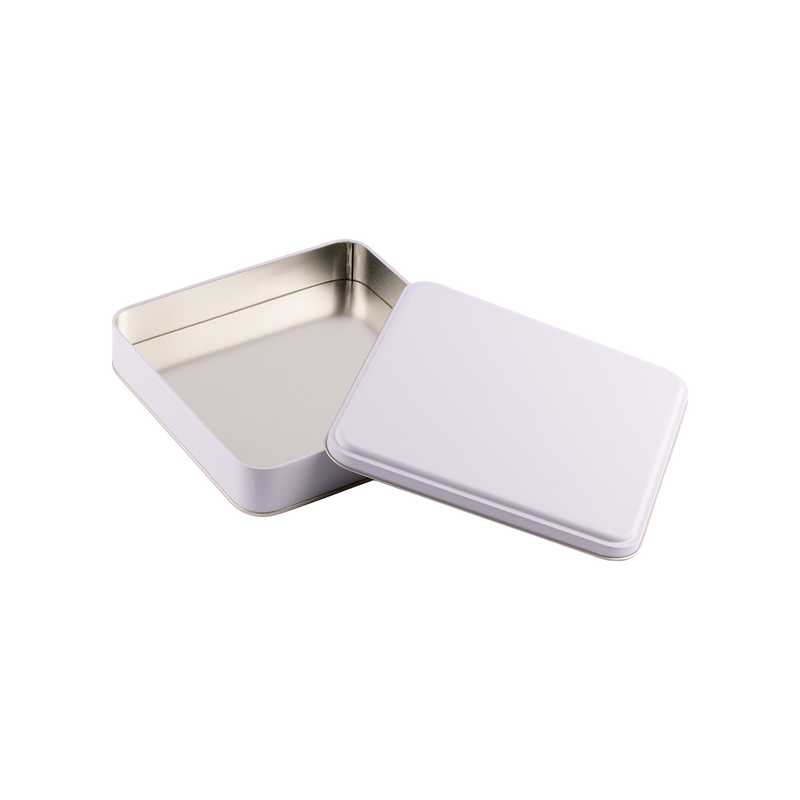 36 Adet Beyaz Kare Metal Kutu - 21.5 cm x 21.5 cm x 4 cm