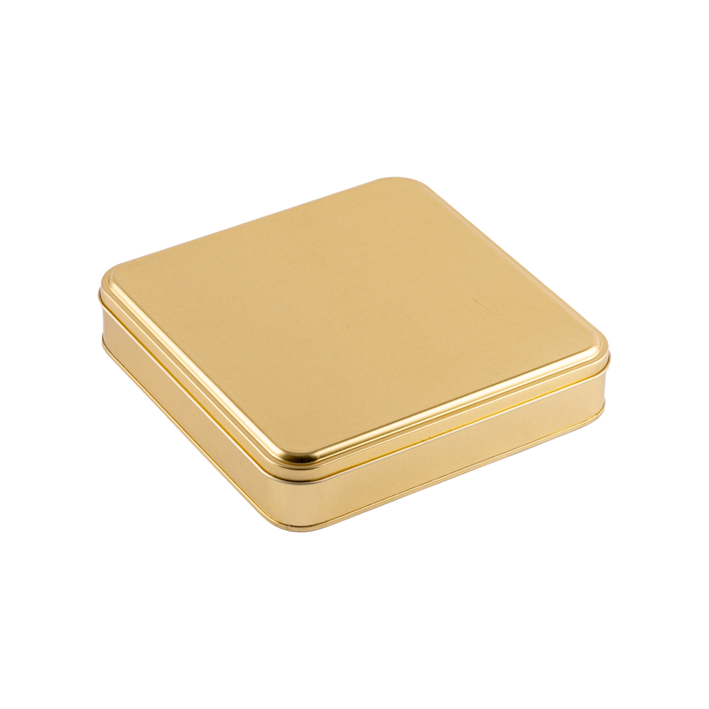 36 Adet Gold Kare Metal Kutu - 21.5 cm x 21.5 cm x 4 cm