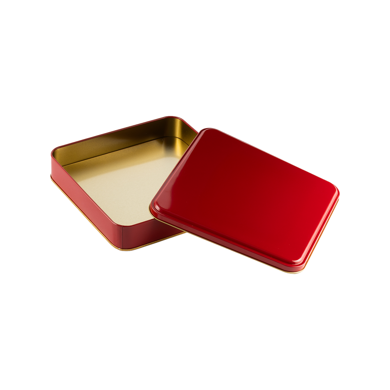 36 Adet Kırmızı Kare Metal Kutu - 21.5 cm x 21.5 cm x 4 cm
