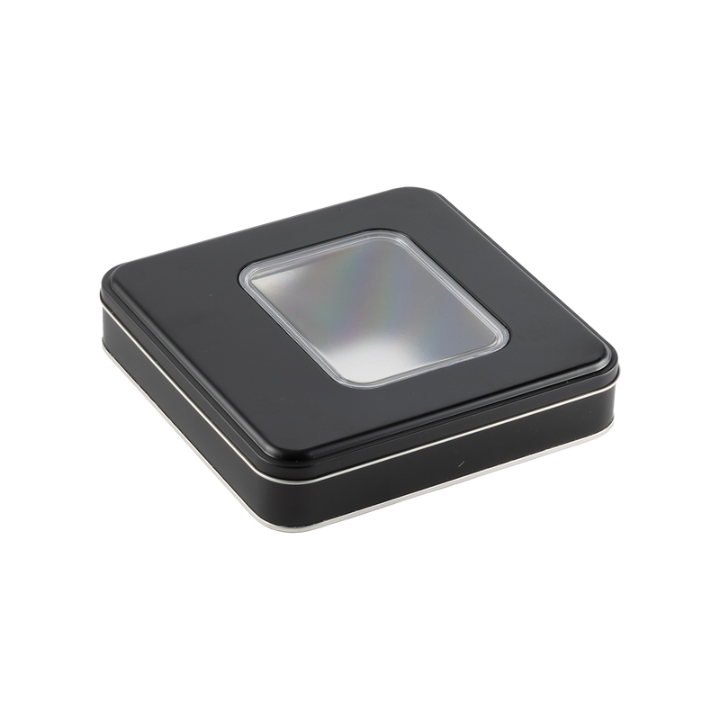 72 Adet Pencereli Siyah Kare Metal Kutu - 21.5 cm x 21.5 cm x 4 cm