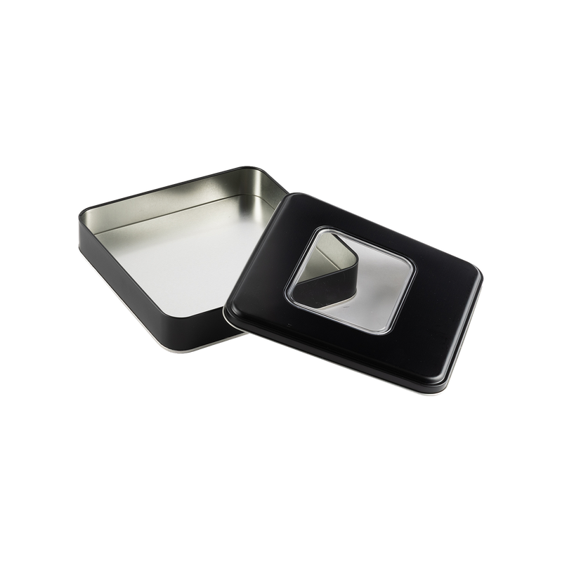 72 Adet Pencereli Siyah Kare Metal Kutu - 21.5 cm x 21.5 cm x 4 cm