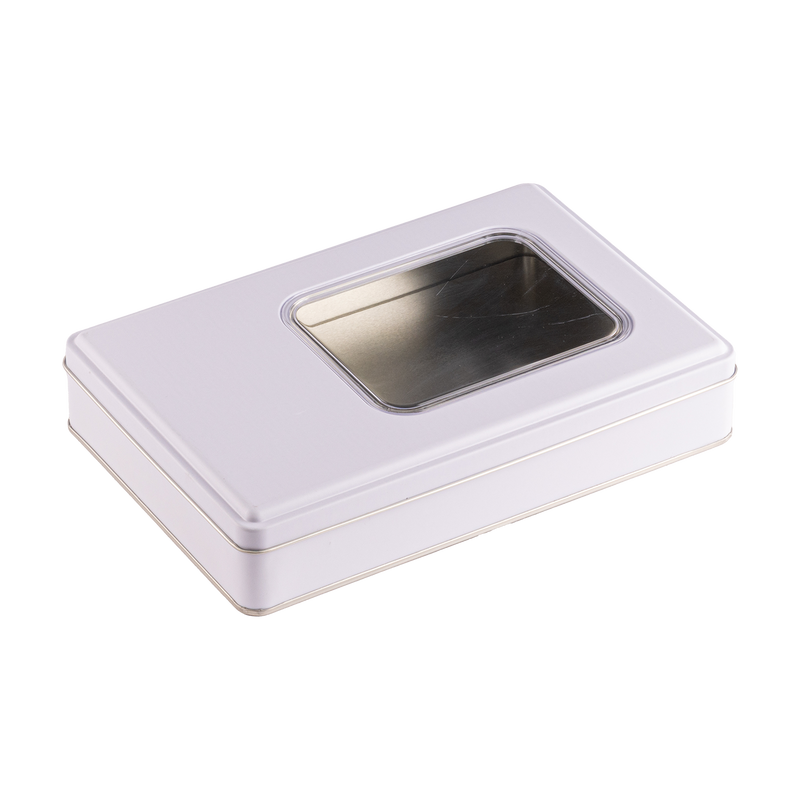 35 Adet Pencereli Beyaz Dikdörtgen Metal Kutu - 17 cm x 26 cm x 4 cm