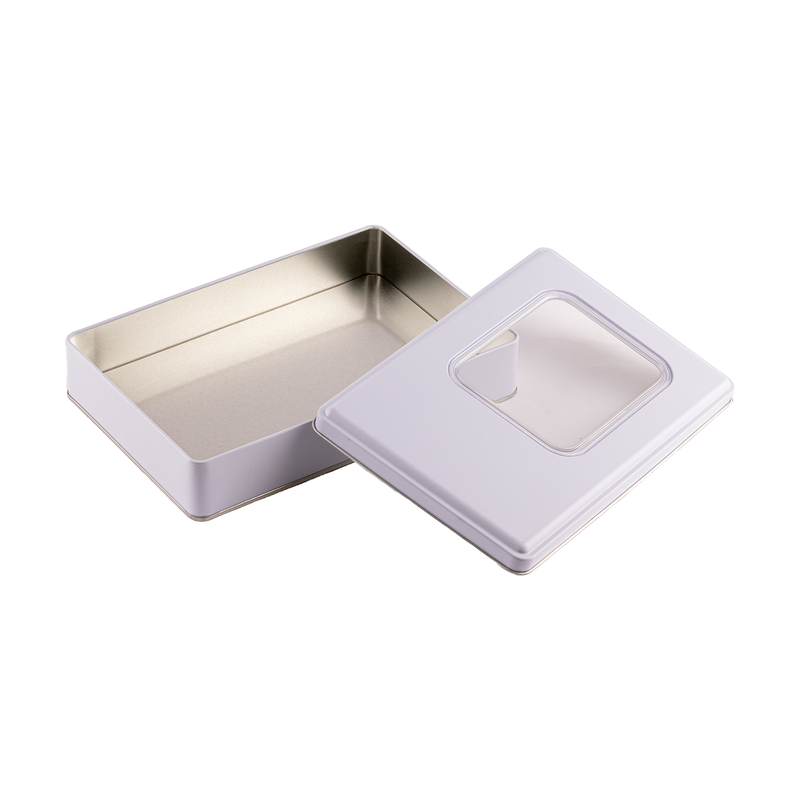 35 Adet Pencereli Beyaz Dikdörtgen Metal Kutu - 17 cm x 26 cm x 4 cm
