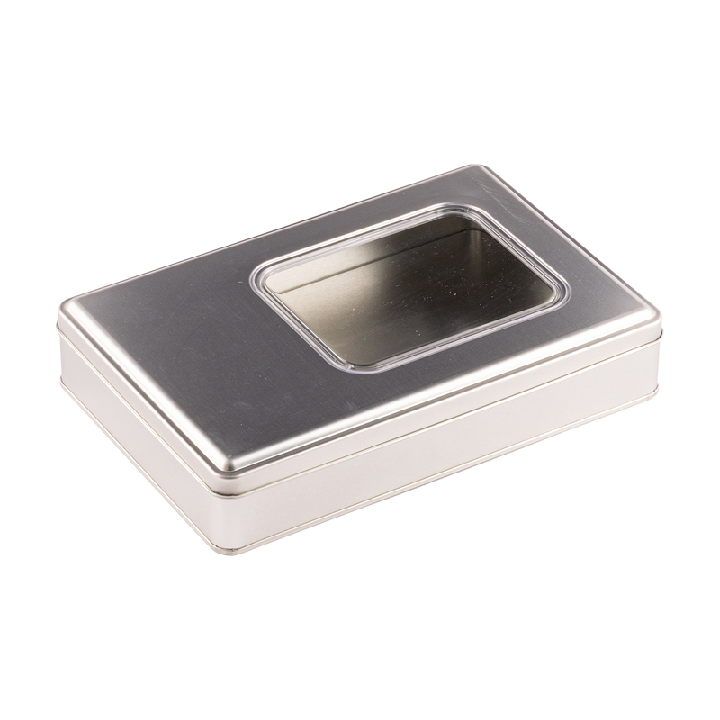 35 Adet Pencereli Silver Dikdörtgen Metal Kutu - 17 cm x 26 cm x 4 cm