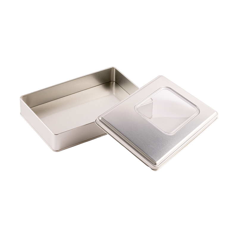 35 Adet Pencereli Silver Dikdörtgen Metal Kutu - 17 cm x 26 cm x 4 cm