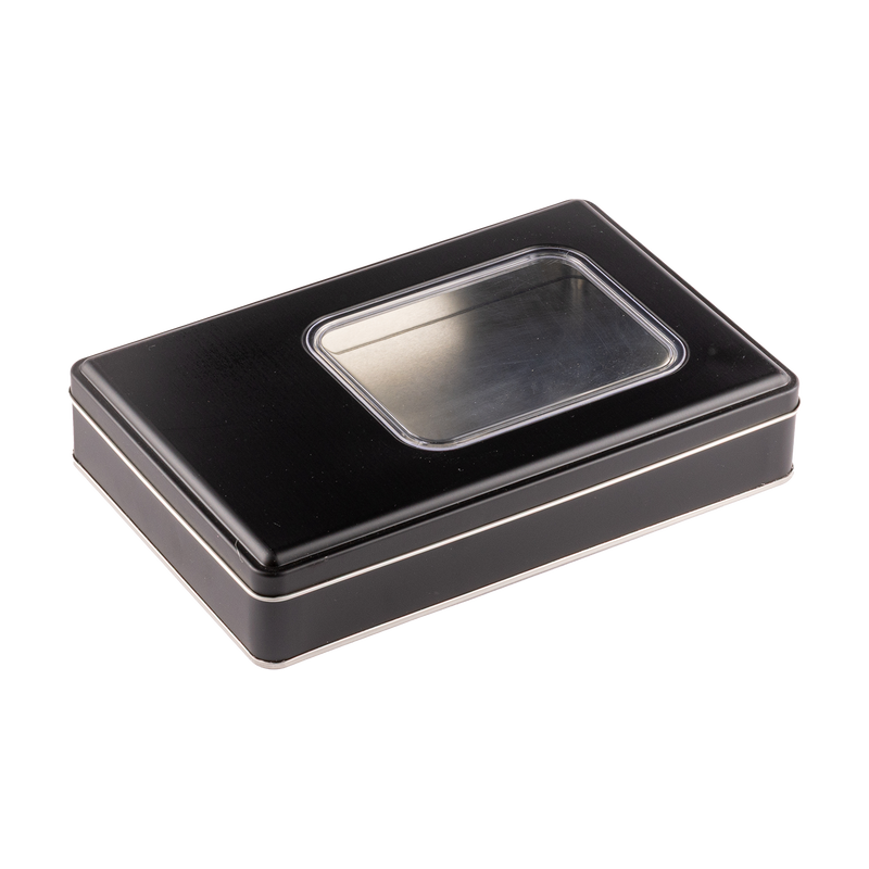 35 Adet Pencereli Siyah Dikdörtgen Metal Kutu - 17 cm x 26 cm x 4 cm