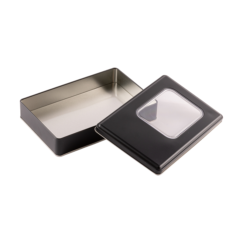 35 Adet Pencereli Siyah Dikdörtgen Metal Kutu - 17 cm x 26 cm x 4 cm