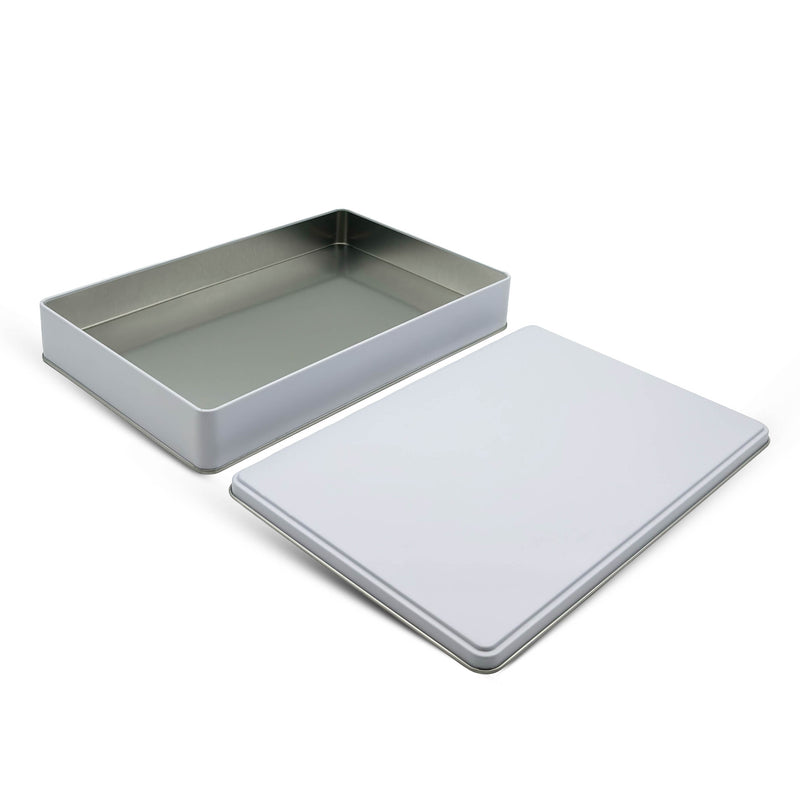 100 Adet Beyaz Dikdörtgen Metal Kutu - 30 cm x 20 cm x 4 cm