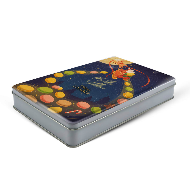 126 Adet Yılbaşı Temalı Baskılı Dikdörtgen Metal Kutu – 17 cm x 26 cm x 4 cm