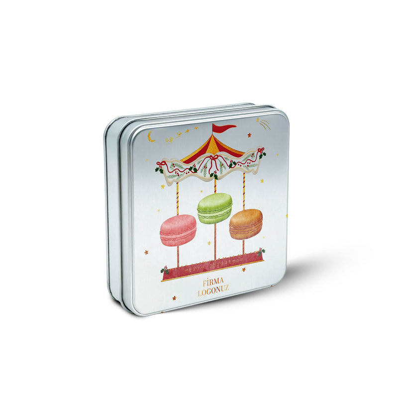 108 Adet Yılbaşı Temalı Baskılı Kare Metal Kutu – 21.5cm x 21.5cm x 4cm